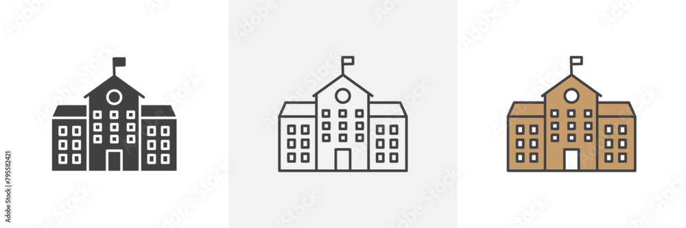 Architectural Vector Icons for Educational Institution Facilities Architectural Vector Icons for Educational Institution Facilities
