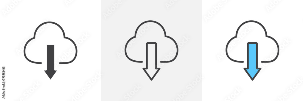 Seamless Cloud Download Vector Icons for Online Data Transfer Seamless Cloud Download Vector Icons for Online Data Transfer