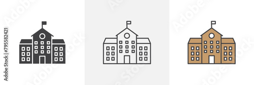 Architectural Vector Icons for Educational Institution Facilities