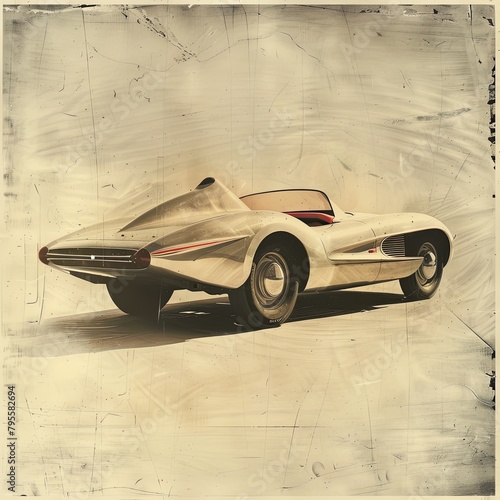 Retro futuristic car concept art, vintage style