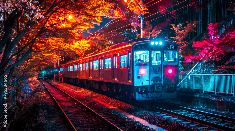 Obraz premium Modern Electric Railway Train in Transit 