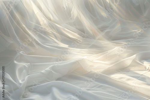 Radiant sunlight rays shining down on a soft transparent white surface, symbolizing warmth and vitality