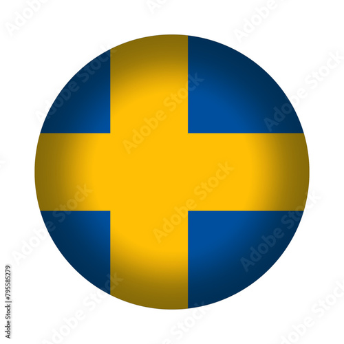 Round Swedish flag icon, vector illustration. Sweden flag button isolated on a transparent or white background.