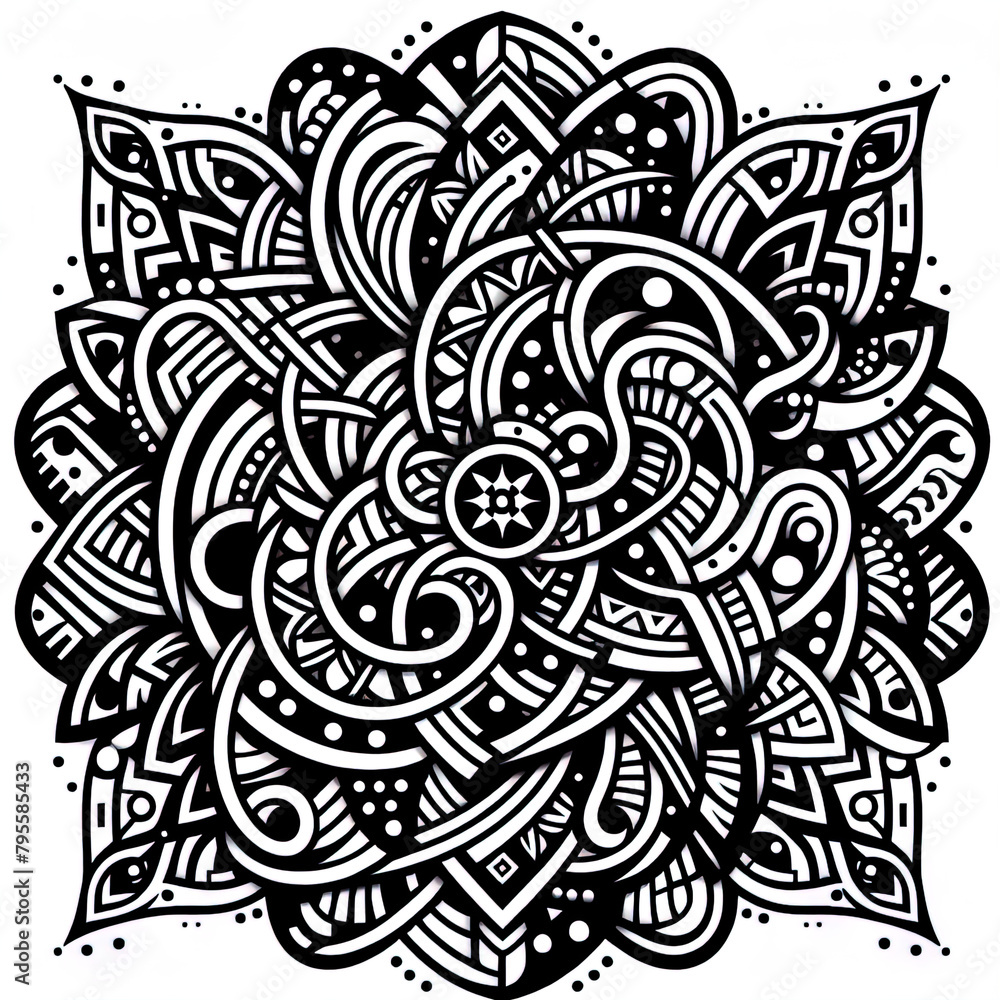 Fototapeta premium Ein schwarz weiß vector eines komplexen Musters