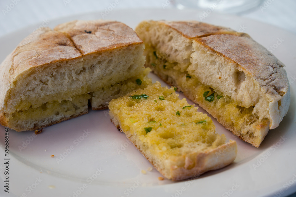 Bolo do caco typical bread of Madeira in Portugal Bolo do caco typical bread of Madeira in Portugal