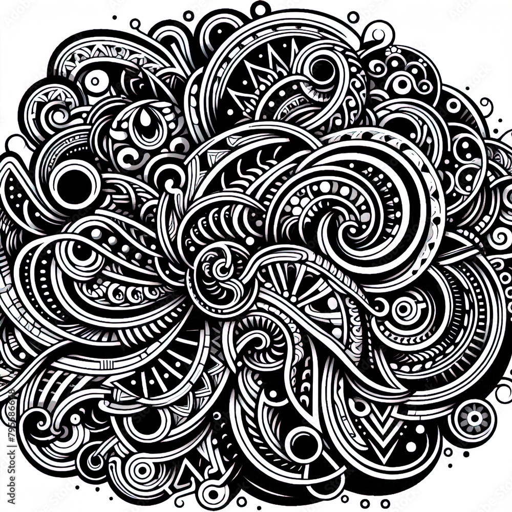 Fototapeta premium Ein schwarz weiß vector eines komplexen Musters