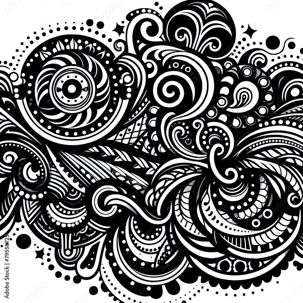 Fototapeta premium Ein schwarz weiß vector eines komplexen Musters