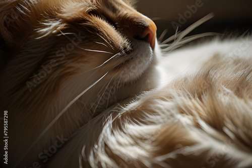 sleeping american wirehair cat photo