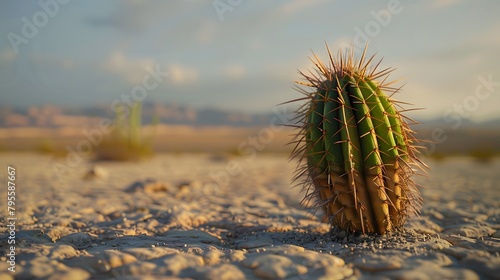 Road trip dust road crossing cactus desert in Baja California, Mexico photo