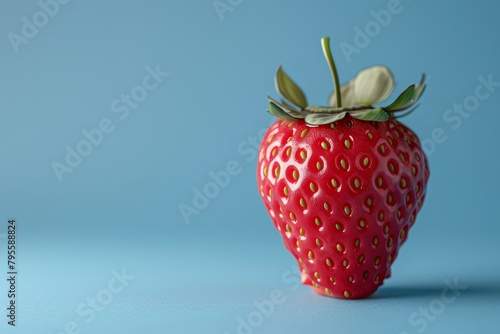 A conceptual image of a strawberry with a gum-like stretch, representing a playful and creative take on flavors and textures photo