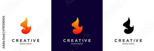 phoenix bird fire flame logo design