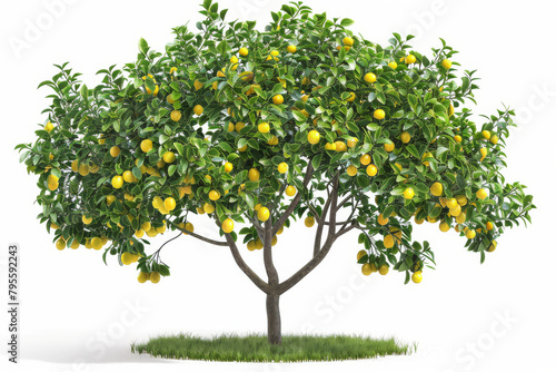 A lemon tree full of lemons on a white background