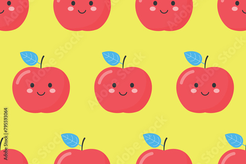 pattern smiling apple vector cartoon style