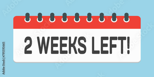 Countdown weekly calendar icon - two weeks left