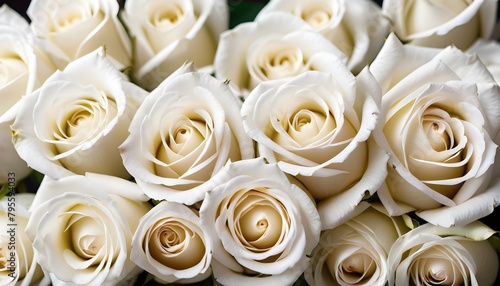 White roses multitude close-up view photo