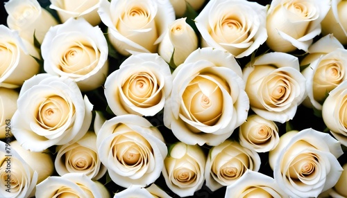 White roses multitude close-up view