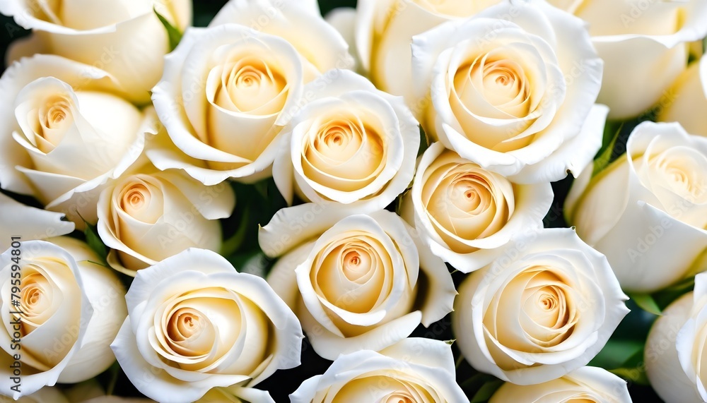 Lot of white roses background, macro close-up view Lot of white roses background, macro close-up view