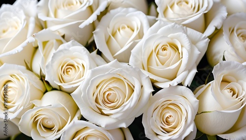 Lot of white roses background, macro close-up view © Lied