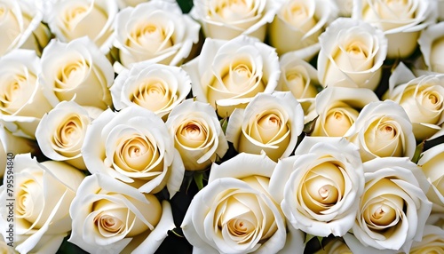 Lot of white roses background, macro close-up view