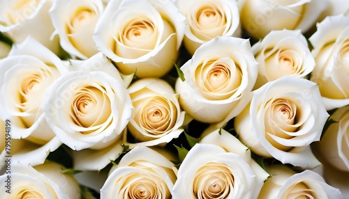 Lot of white roses background, macro close-up view © Lied