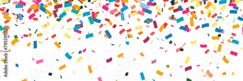 Colourful confetti on a transparent background. Festive holiday background.