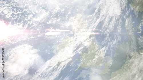 Zoom in from space and focus on Ballymena, UK. 3D Animation. Background for travel intro. Elements of this image furnished by NASA photo