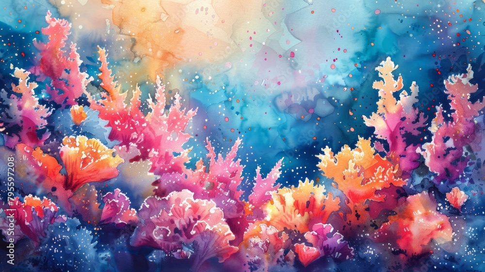 Fototapeta premium Colorful coral on colorful background. 