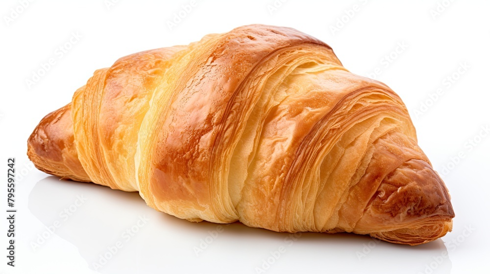 Single plain croissant on white background. Single plain croissant on white background.