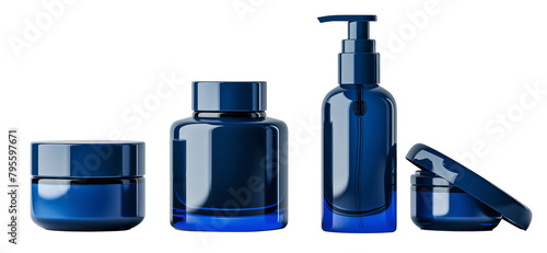 Blue cosmetic bottle mockup on transparent background photo