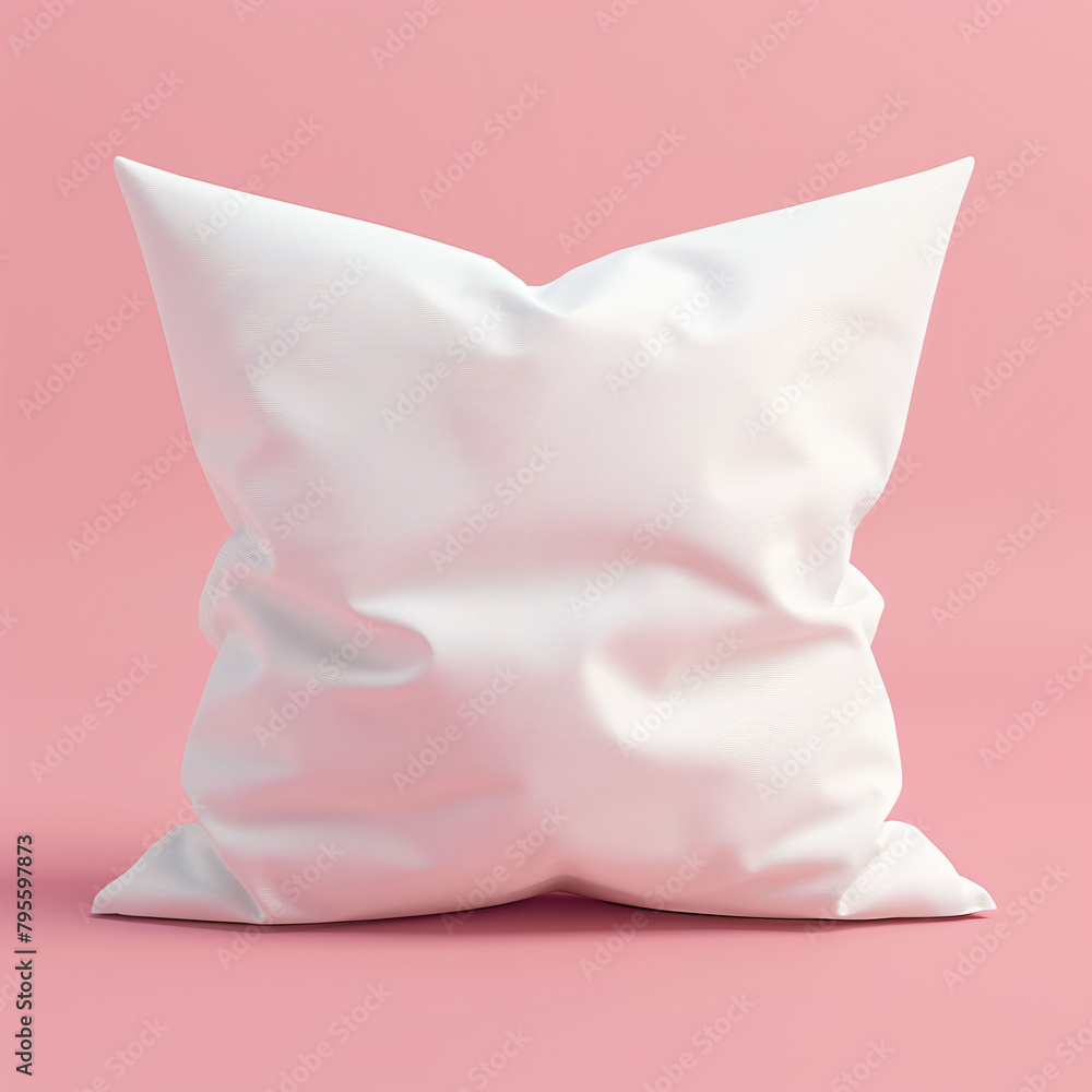 Blank white square textile pillow. Photo-realistic object mockup template. Blank white square textile pillow. Photo-realistic object mockup template.