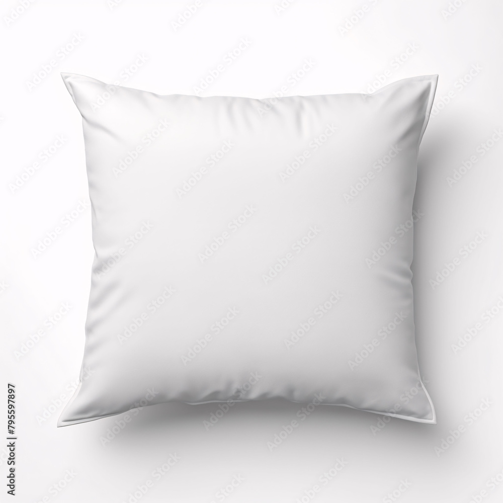 Blank white square textile pillow. Photo-realistic object mockup template. Blank white square textile pillow. Photo-realistic object mockup template.