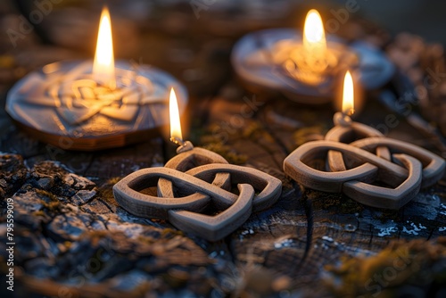 Minimalist Festive Ritual with Celtic Knotwork Designs in Cinematic Photography photo