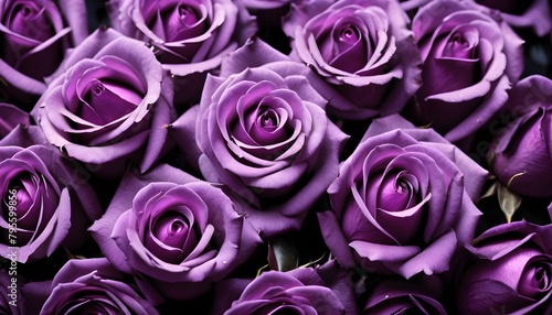 Lot of purple and violet roses macro background card