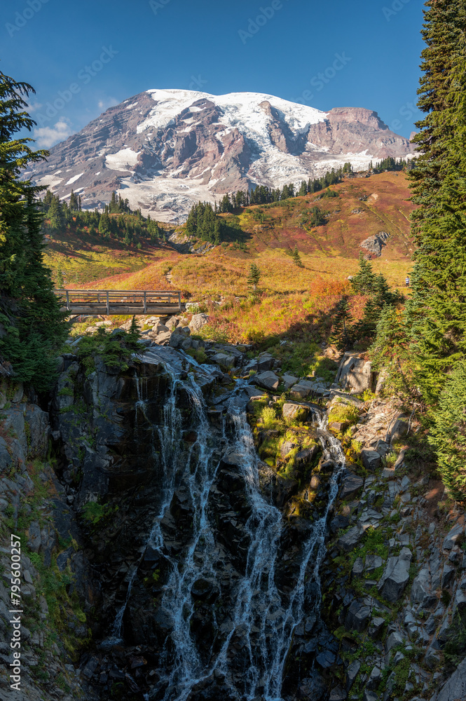 autumn in the mountains with waterfall