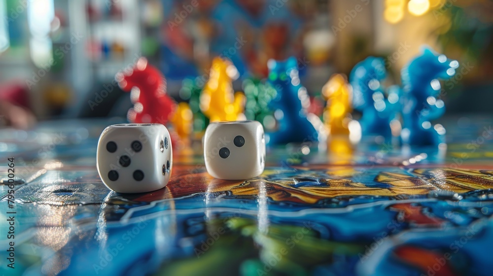 Close Up of Two Dices on a Board Game