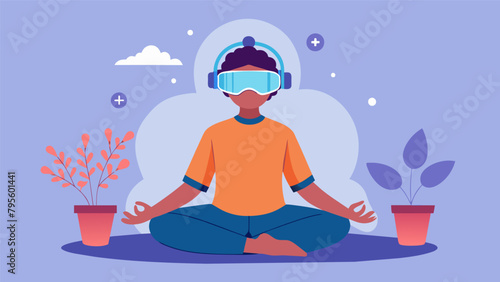 A person meditating with the help of a neurofeedback headset which provides realtime data and assists in managing stress and improving brain function..