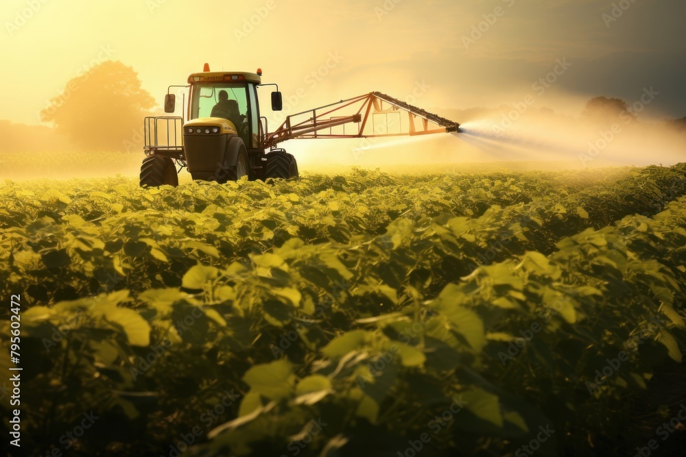 Spraying tractor field agriculture. Spraying tractor field agriculture.