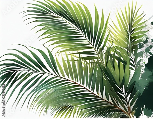 illustration of palm leaves on white background