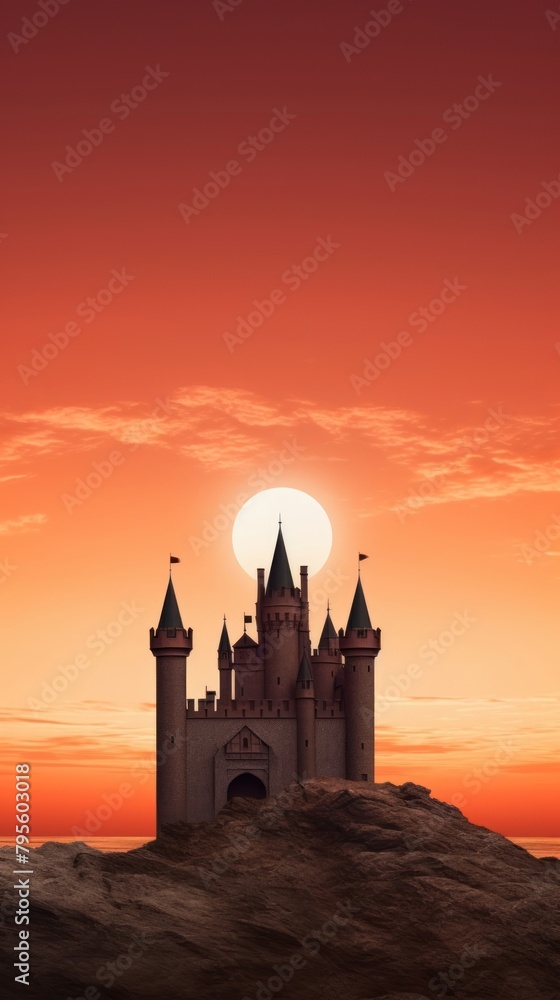 Obraz premium Castle on sunset architecture building outdoors.