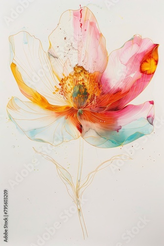 Painting of a flower on white background
