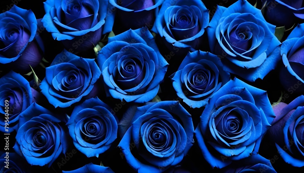 Multitude of brilliant beautiful blue roses close-up, macro Multitude of brilliant beautiful blue roses close-up, macro
