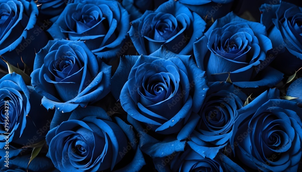 Multitude of brilliant beautiful blue roses close-up, macro Multitude of brilliant beautiful blue roses close-up, macro