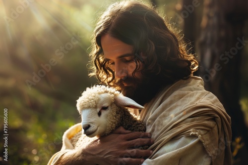 Lamb Symbolizing Jesus Christ - Easter Concept. Generative AI.. Beautiful simple AI generated image in 4K, unique. photo