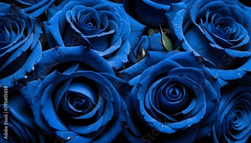 Silk beautiful blue fresch roses multitude macro photo