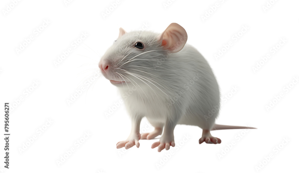 white rat on white background