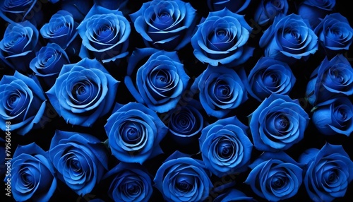 Silk beautiful blue fresch roses multitude macro photo