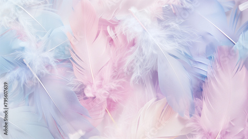 Soft  fluffy feathers in pastel tones create dreamy scenes in whimsical feather backdrops  inspiring grace and serenity.
