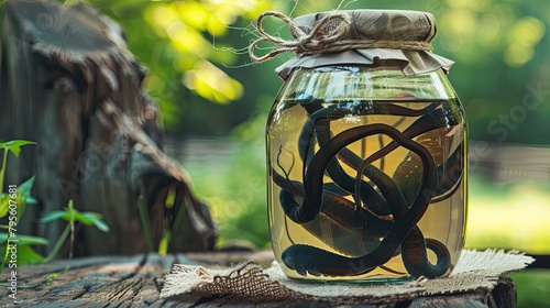 medicinal leeches in a jar  Generative AI photo