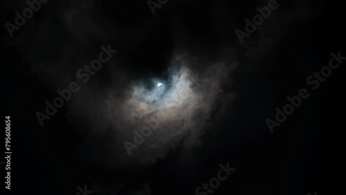 Solar Eclipse through clouds photo