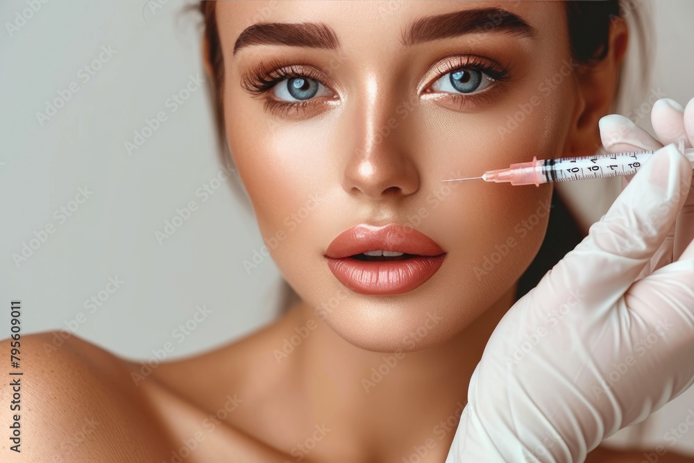 Glamorous Woman Enhancing Beauty with Facial Treatments Glamorous Woman Enhancing Beauty with Facial Treatments